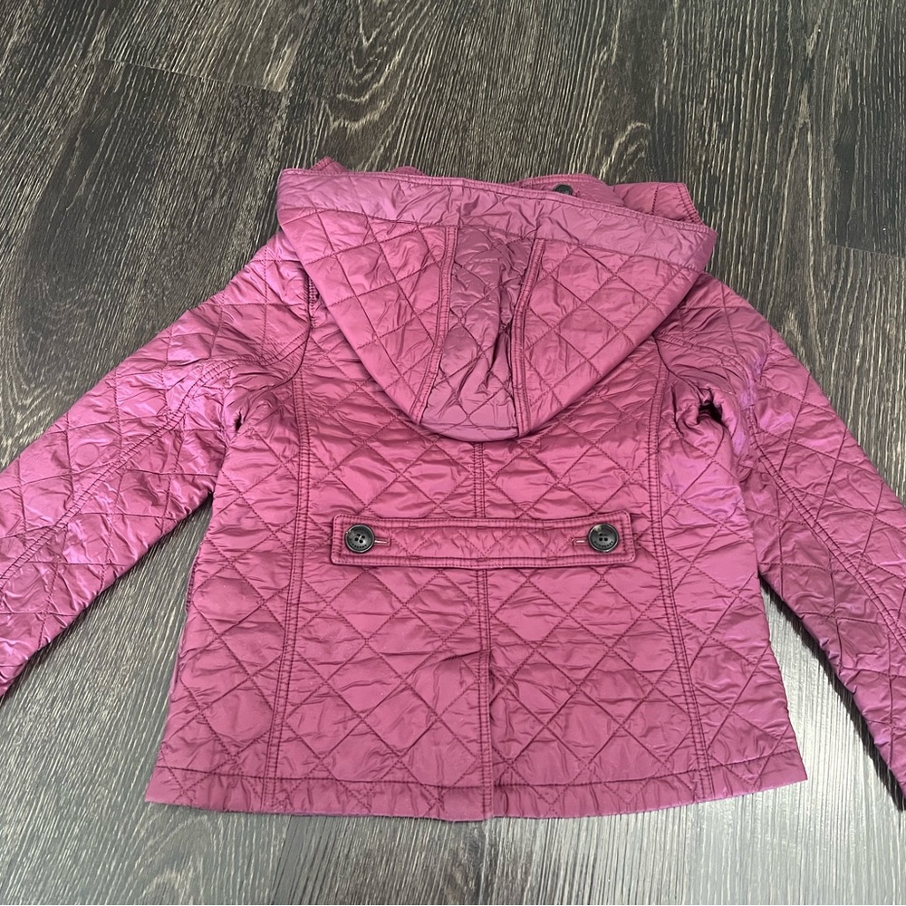 Quilted Hooded Jacket in Plum